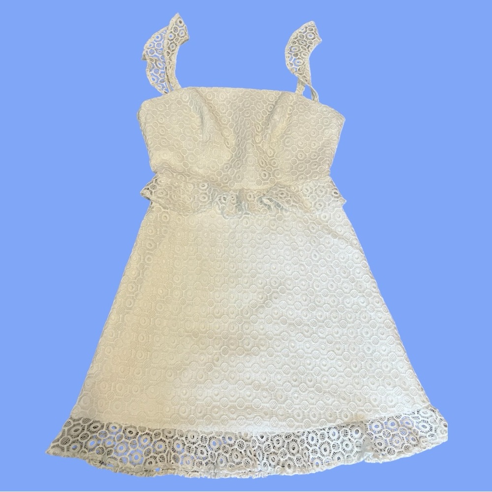 Aidan by Aidan Mattox Womens White Lace Fit-&-Flare Cocktail Dress Size 2 - Picture 5 of 6